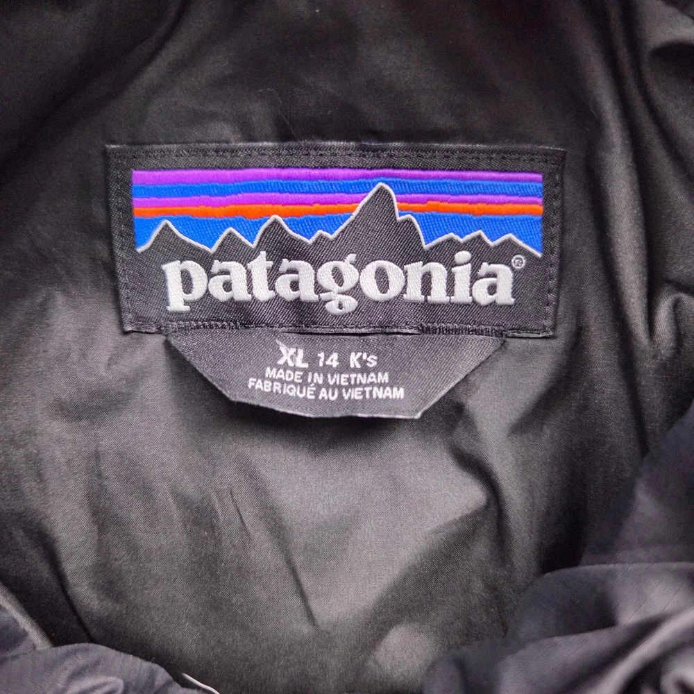Patagonia Nano Puff Jacket Kids XL 14 Black Quilted Insulated Brick Pattern Gorp